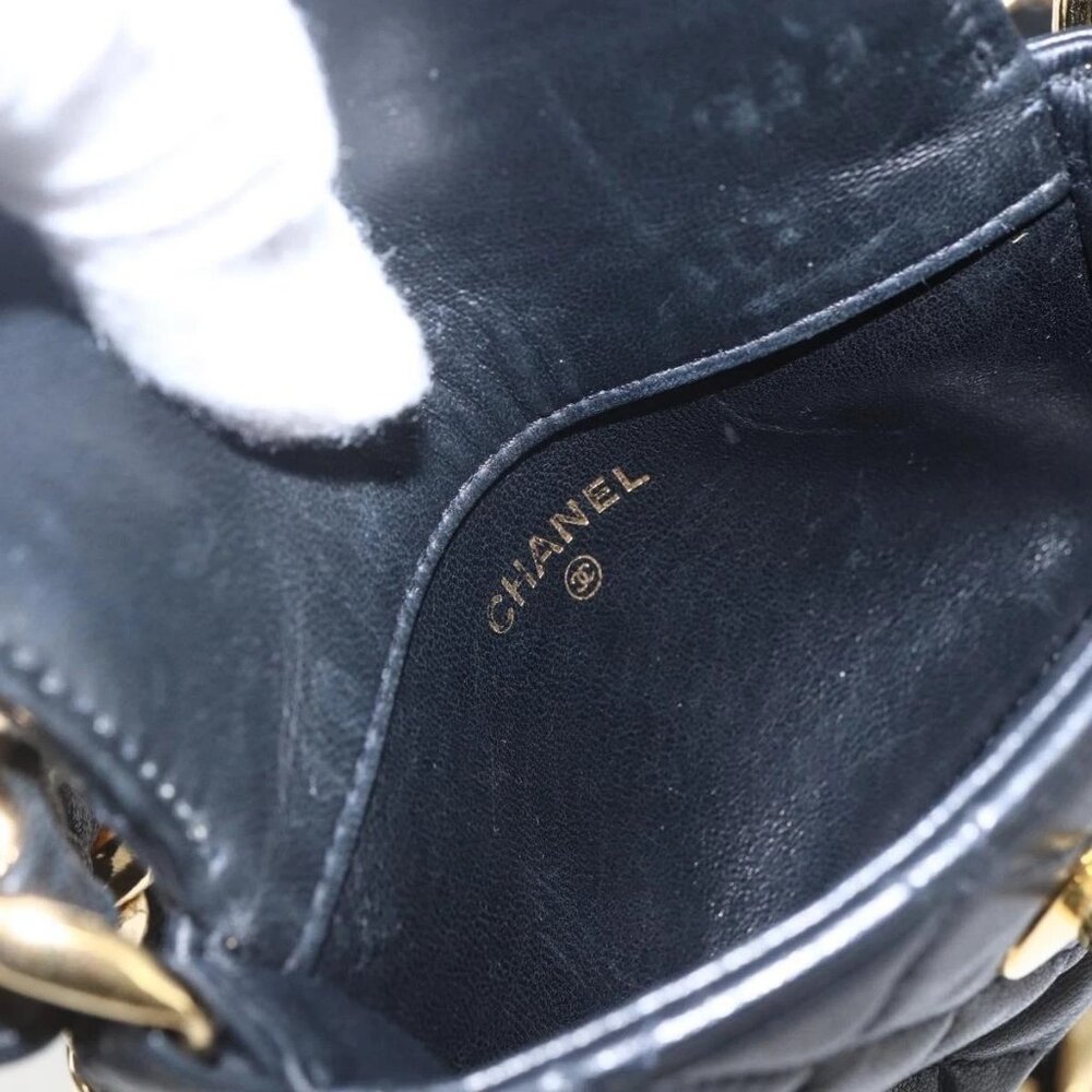 CHANEL Chain Mini Matelasse 11 Shoulder Bag Lamb Skin Black CC Auth 158892SM - Picture 11 of 16